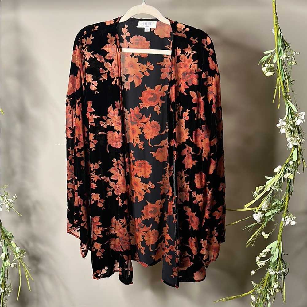 Peach Love California Floral Kimono Jacket